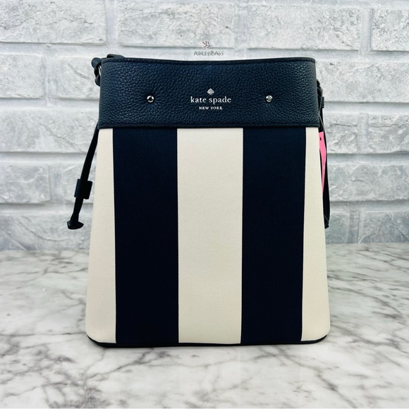 Kate Spade Marti Stripe Large Bucket Bag Shoulder Bag & Crossbody In Blazer Blue - Picture 6 of 10